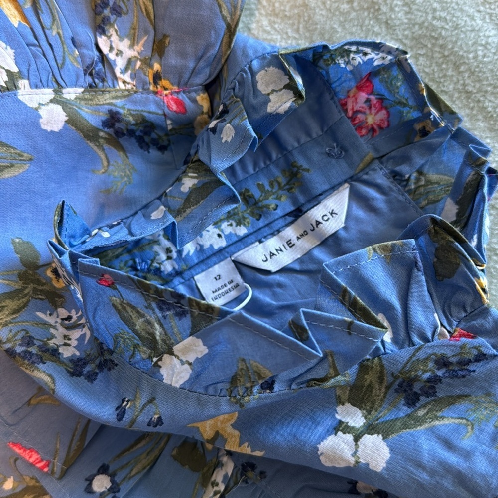 Cotton Floral Blue Ruffle Dress - Picture 6 of 8
